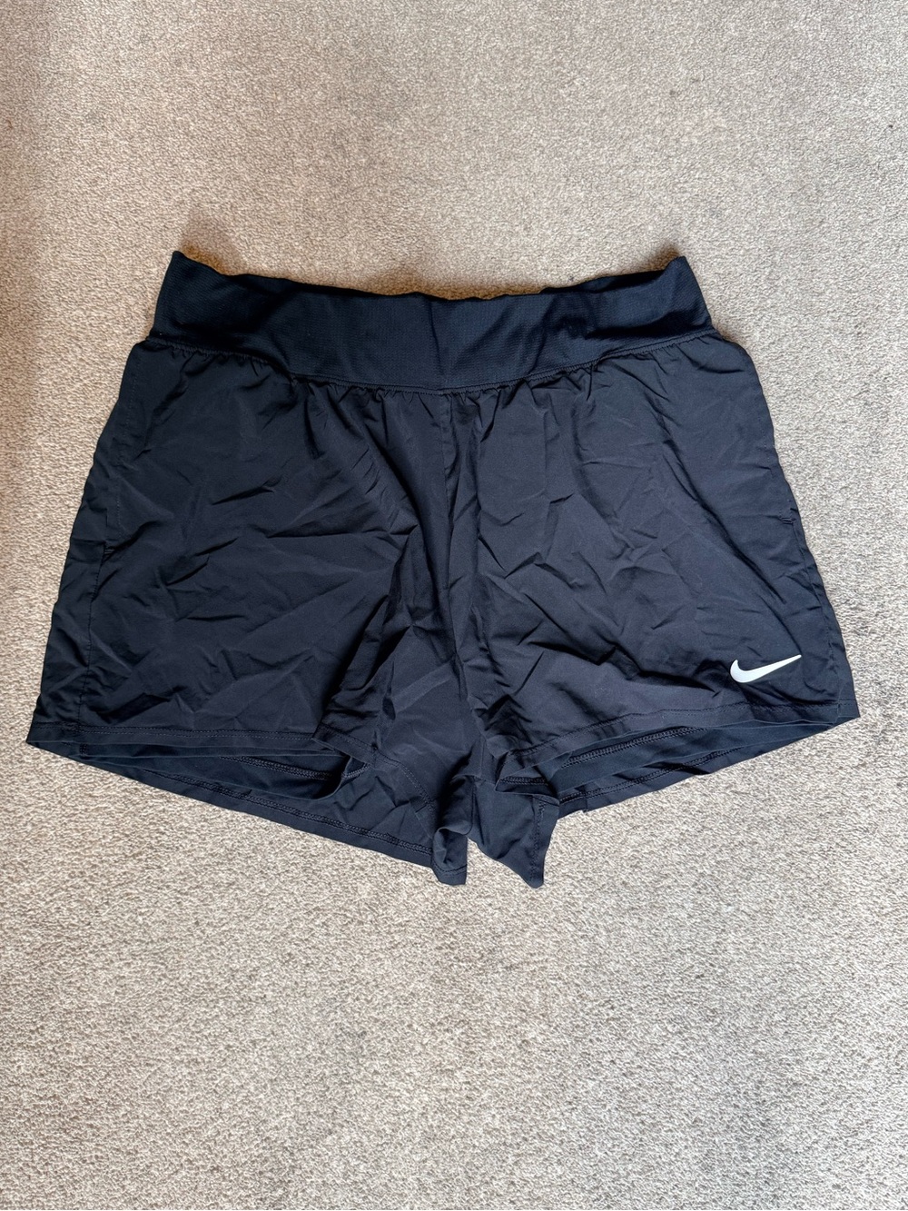 Nike Dri Fit Slim Fit Spandex Lined Black Running Shorts Size L